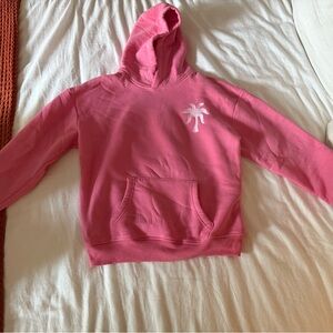 Pink Palm Puff Hawaii Hibiscus Hoodie in Sonic Pink